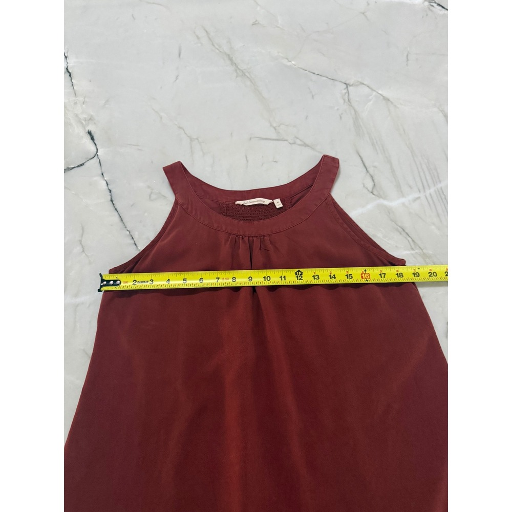 Soft Surroundings 100% Tencel Terracotta Rust Smocked Back Tank Top (Size M) - Picture 6 of 8